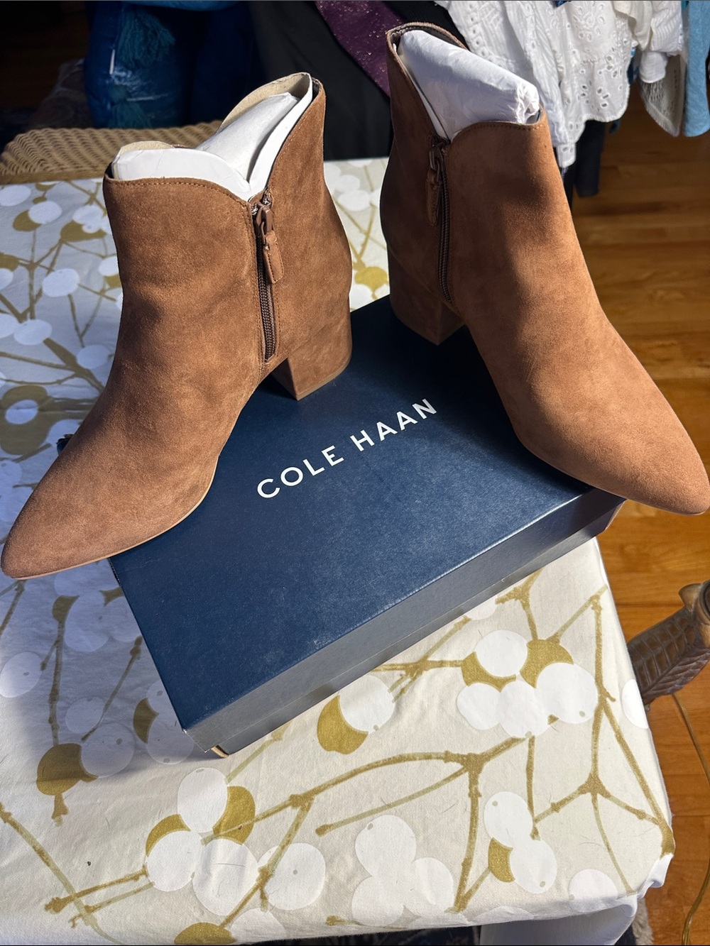 Cole Haan "Elyse"Brown Suede Ankle Booties, NIB, 11B